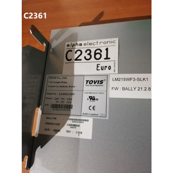 21“ Tovis TFT Monitor ohne Touch, Modell: L-2165LG1BY, C2361