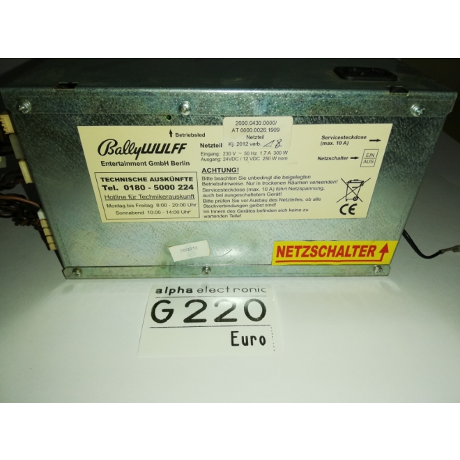 Netzteil für Bally Wide Wall Wandgerät Geldspieler, Power Supply, G220, Parts, Ersatzteile, Zubehör
