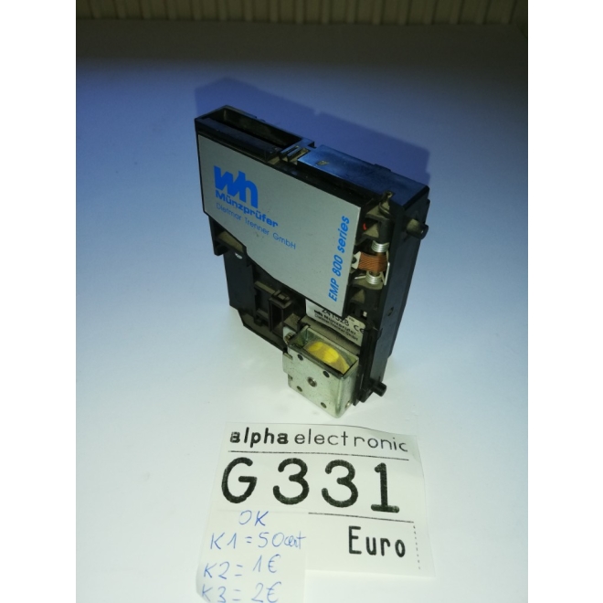 WH Münzprüfer EMP 800, G331, Frontplatten Einbau, Rückgabe vorne, Parts Ersatzteile, coin validator, ok
