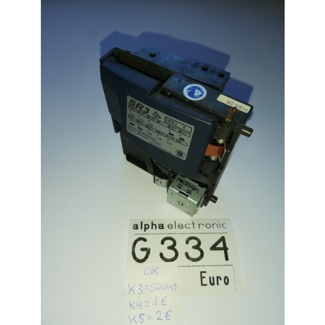 SR3 Münzprüfer Löwen, G334, Rückgabe vorne, Parts Ersatzteile, coin validator, ok