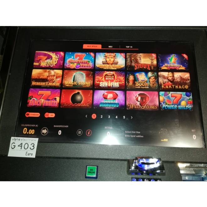 G403 Bally Wide Slant Top Select Hot Star, LZ/Tüv 09/27, mit UBA10 Recycler, 75 Spiele, Geldspieler Laufzeitgerät