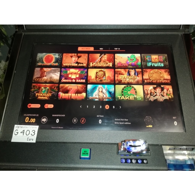 G403 Bally Wide Slant Top Select Hot Star, LZ/Tüv 09/27, mit UBA10 Recycler, 75 Spiele, Geldspieler Laufzeitgerät