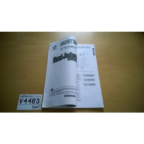 Fatal Judgement Silent Scope 2, Konami, Operators Manual, V4463