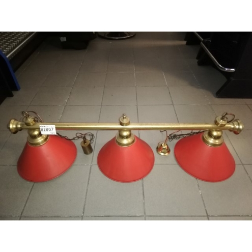 Billardlampe 3-flammig, 137cm, B1607, rot/gold, Billiard, Pub Lampe