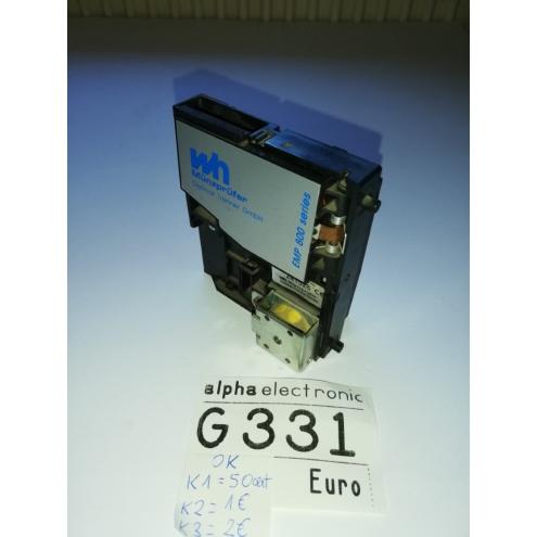 WH Münzprüfer EMP 800, G331, Frontplatten Einbau, Rückgabe vorne, Parts Ersatzteile, coin validator, ok