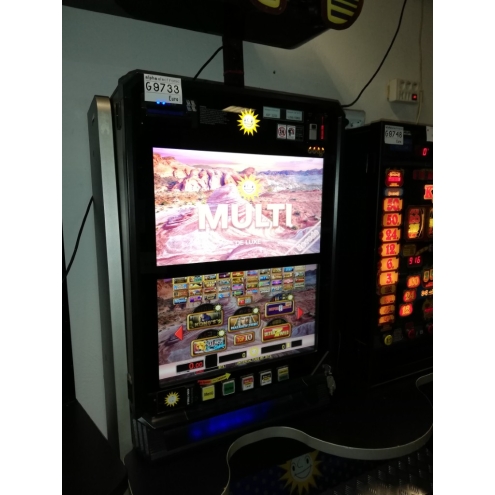 GK245 Merkur 22" Slimline Multi Multi 9 DLX, Tüv/LZ 09/27, mit MD100, 3x70 Spiele, Wandgeräte, Geldspieler, Laufzeitgeräte